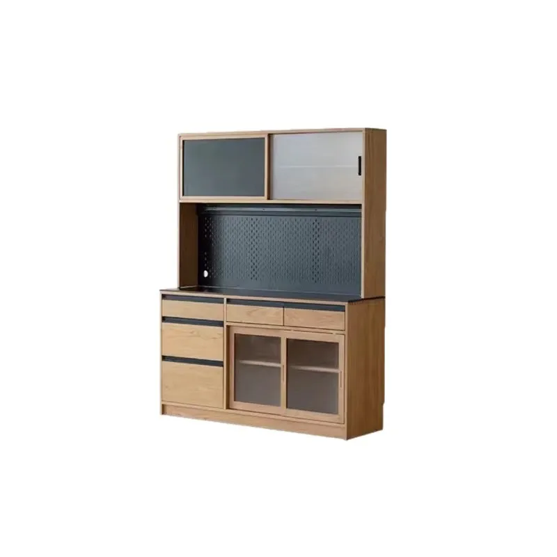 Solid wood furniture sideboard, Nordic solid wood Japanese cherry wood storage, integrated home kitchen wall-side storage