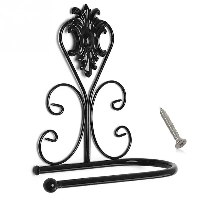 2Pcs Iron Toilet Paper Roll Holder Bathroom Wall Mount Rack toilet paper holder 1PCS Vintage Black White Bronze Paper Holder #05