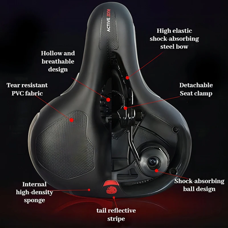 Hollow Breathable Bicycle Saddle for Men and Women,MTB Road Bike,Shock Absorbing,Comfortable,Big Butt,Bike Seat,Safety Warning