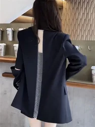 Giacca nera di alta classe in vita e Blazer in latta per donna nel 2023 primavera alla moda nuovo Design piccolo numero vestito Top