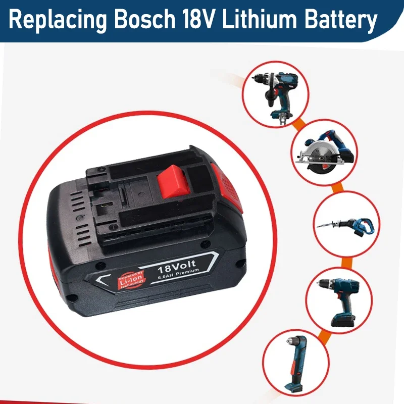 For Bosch 18V 6.0Ah/8.0Ah/10.0Ah Rechargeable Li-ion Battery BAT609 BAT609G BAT618 BAT618G BAT614