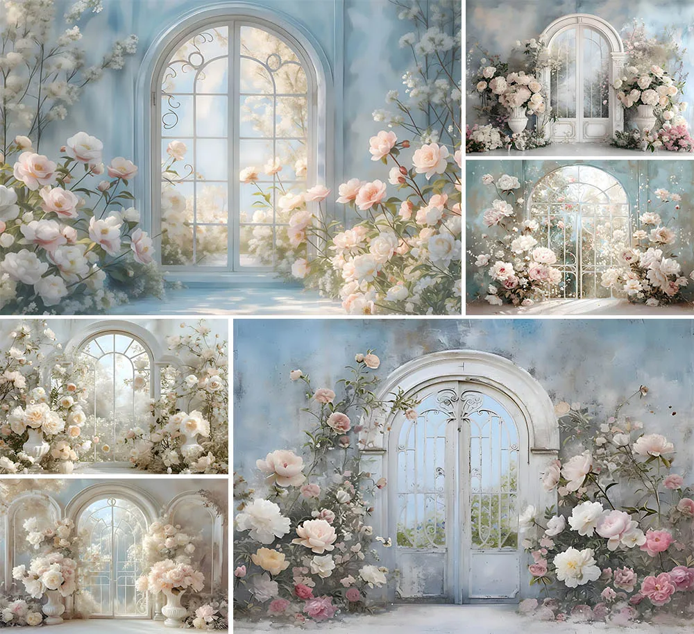 Mehofond Spring Dreamy Garden Backdrop for Photography Princess Birthday Portrait Arch Door Flower Decor Photo Background Props