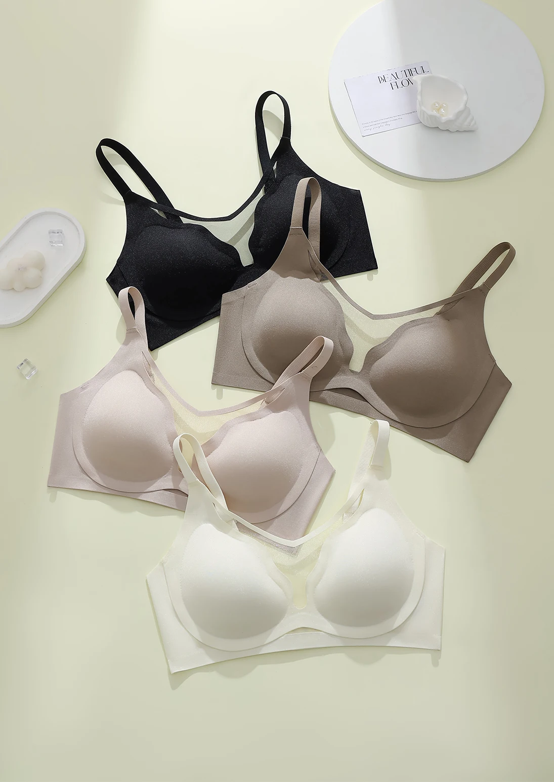 

Minimalist Seamless Floral-Cup Mesh Bra Wire-Free | Slimming Side Support | Jelly-Strip Enhanced Lift