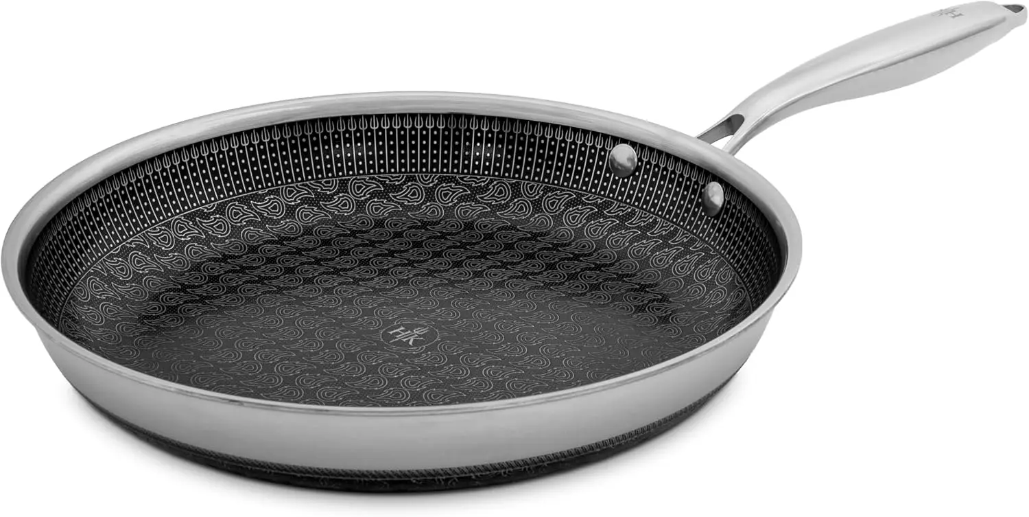 11-Inch Hybrid Frying Pan with Tri-Clad Stainless Steel and PFAS-Free Ceramic Nonstick Coating, PFOA/PTFE/Teflon-Free, Non-Toxic Cookware, Metal Utensil Safe, Works on All Cooktops, Oven Safe