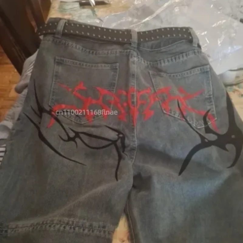 European and American Street Dance Pants, Personalized Street Fashion, Washed Retro Loose Jeans, High Waisted Wide Leg Pants