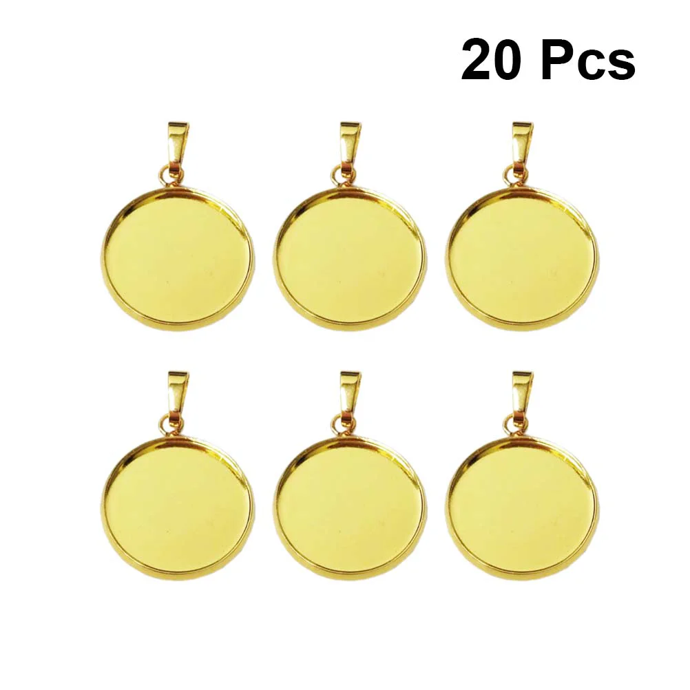 Craft Bezel Tray Jewelry Pendant Trays Button Necklace Golden Round Cork Base