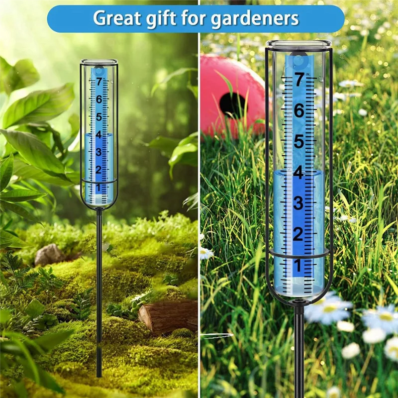 

Rain Gauge, 7Inch Freeze Proof Rain Gauge Outdoor, Large Clear Numbers And Adjustable Height For Garden, Lawn And Farm-AA70