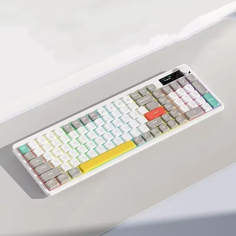 Imagem -02 - Teclado Mecânico para Jogos de Baixo Perfil Três Modos sem Fio Rgb Tamanho Completo Mac Escritório Ergonômico Compacto Teclado de 101 Teclas Peça