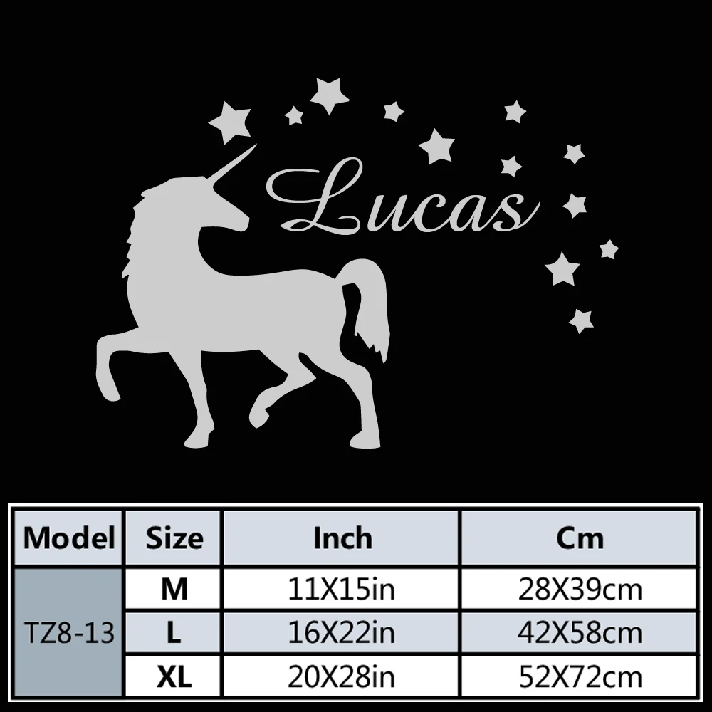 1pc Colorful Personalize Custom Name Unicorn Sticker Waterproof Vinyl Wallpaper Home Decor For Bedroom Decoration Wall Stickers view 2