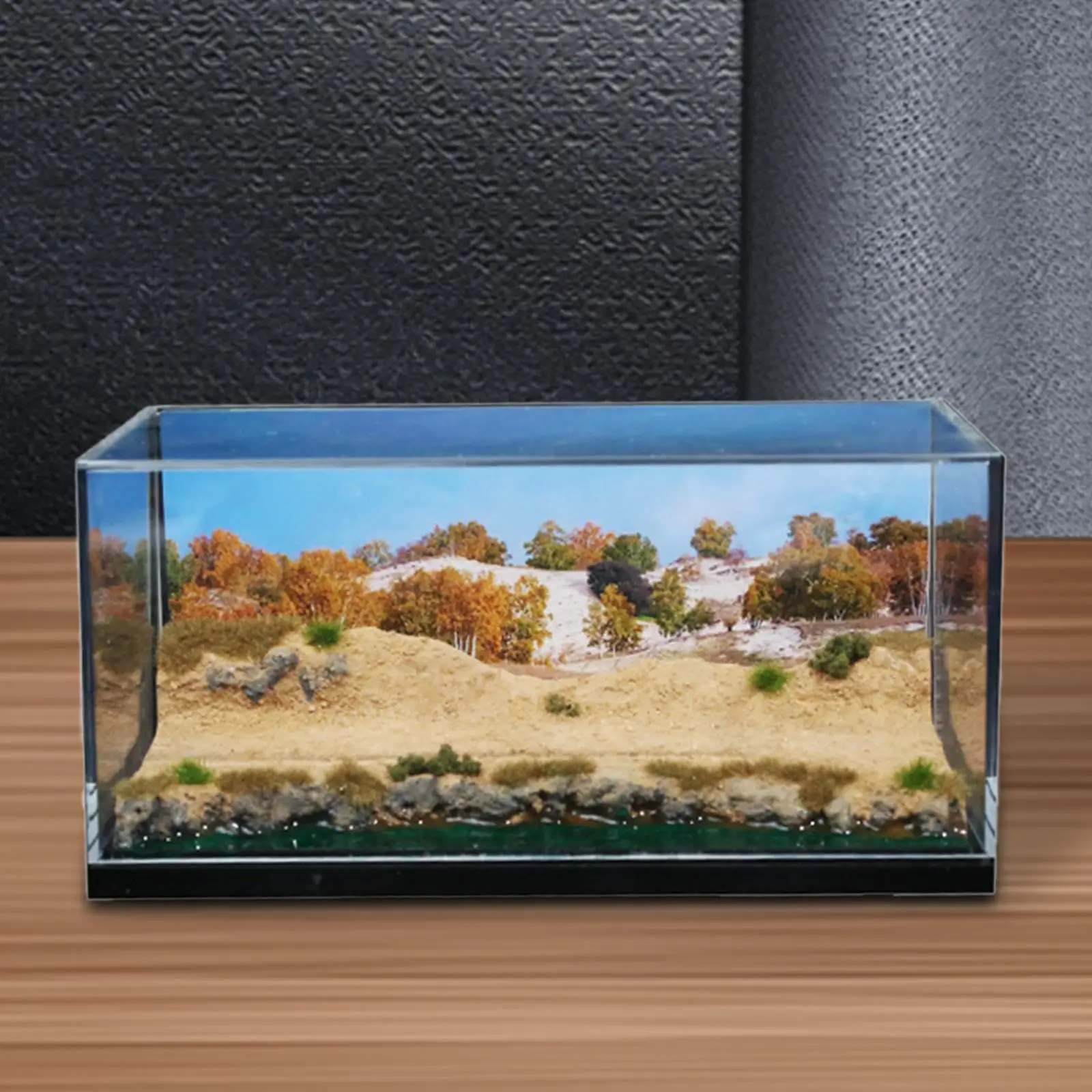 Diorama de scène du lac dans le désert, Collection de décor de bureau avec couverture en acrylique, affichage de Diorama scénique créatif pour modèle de voiture, échelle 1/64