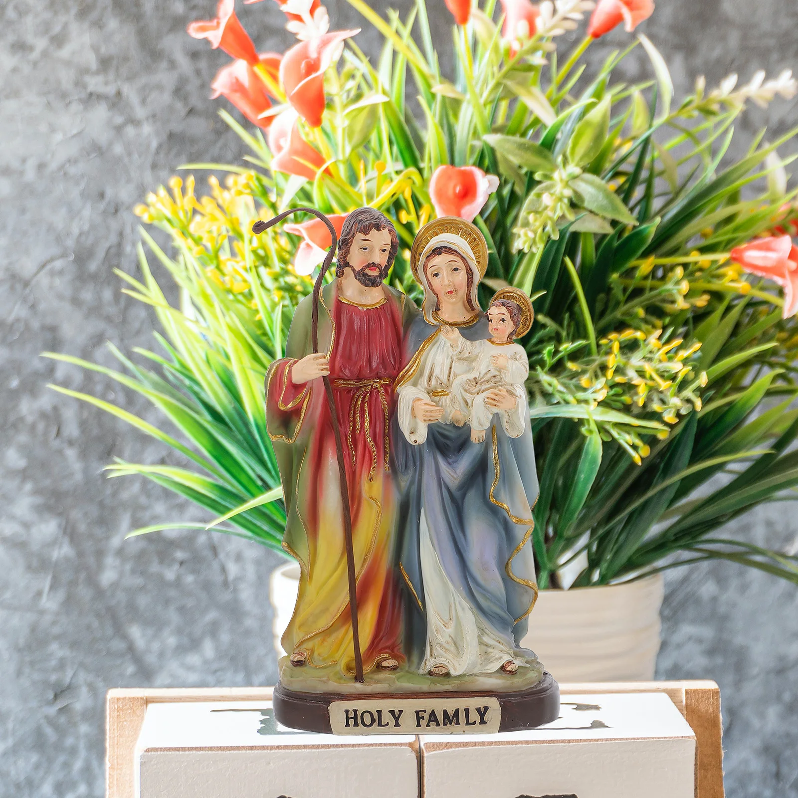 

Religious Ornaments Jesus Desktop Family Figure Statue Artificial Household Sculpture Decoration
