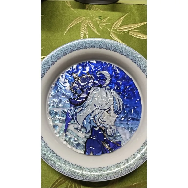 موجة نمط جولة الاكريليك كأس الحصير الجدول الوسادة للمنزل مكتب المطبخ Furina دي فونتين Focalors هيدرو أرشون إله العدالة