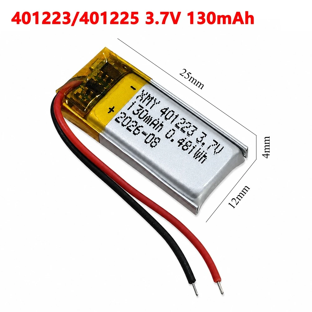 New 401223/401225 3.7V 130mAh Lithium Li-Polymer Replacement Battery for Xiaomi Mi Band 5 Smart Watch 2-Wire Bluetooth Heatset