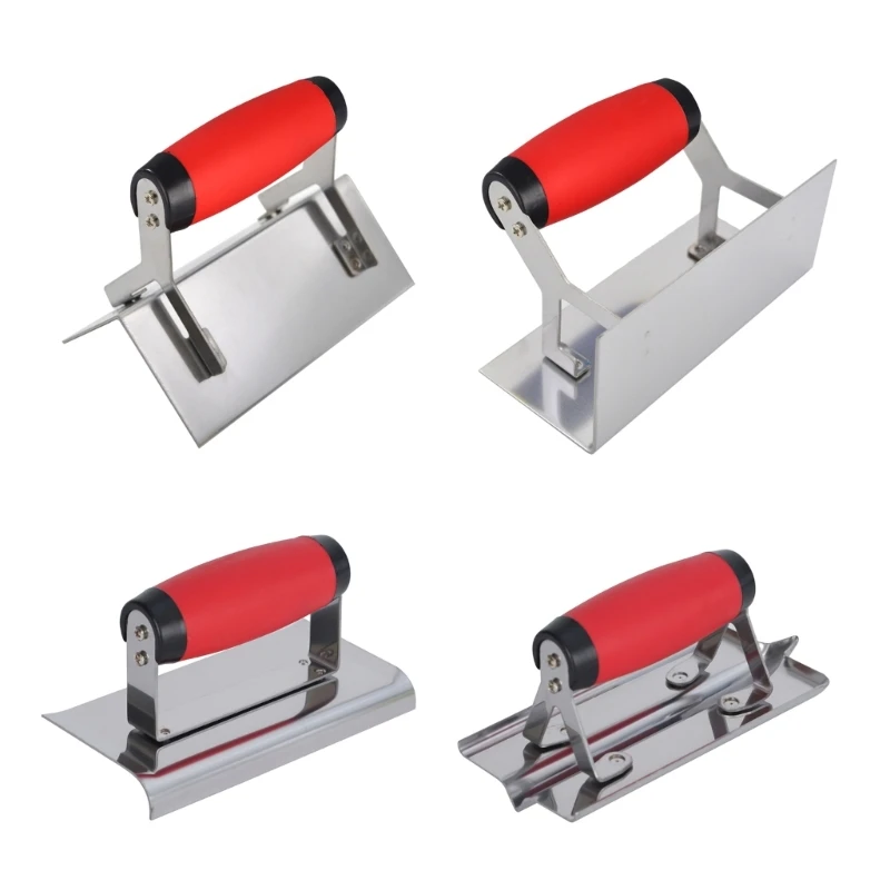 F68D Corner Trowel Stainless Steel with Grip Handle Professional Plastering Tool Wall Repair Tool for Mud Scraping
