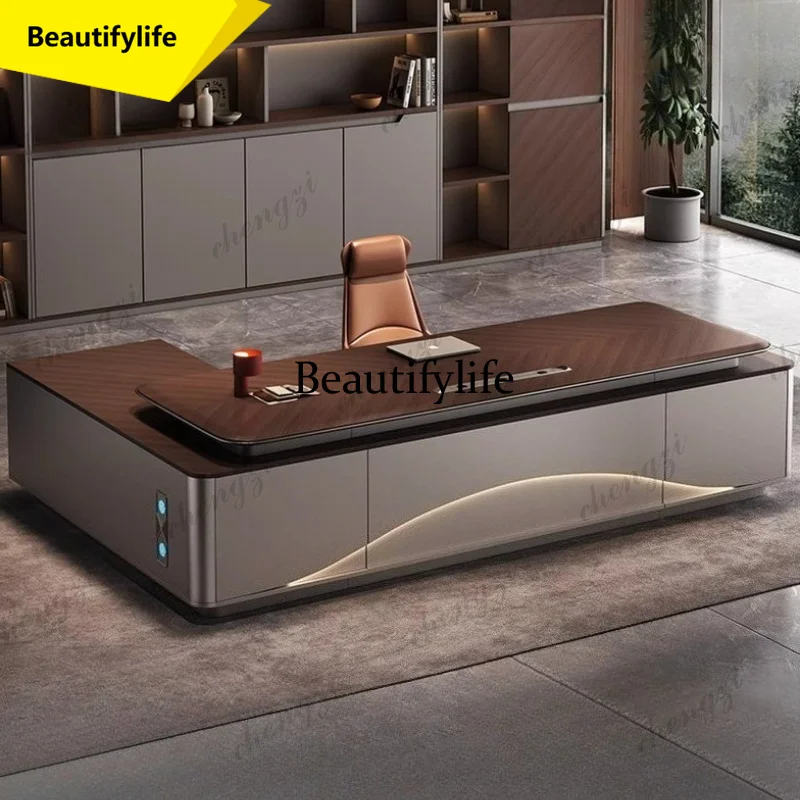 

X188 Simple modern luxury with LED light office desks and workstations Computer desk room table Writing study tables furniture
