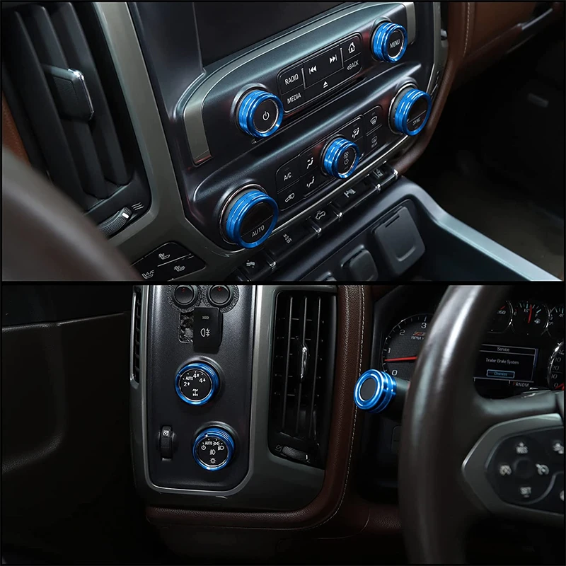 Air Condition Knob Cover+Audio Volume Control Button Cover Trim for Chevrolet Silverado & GMC Sierra 2014 2015 2016 2017 2018