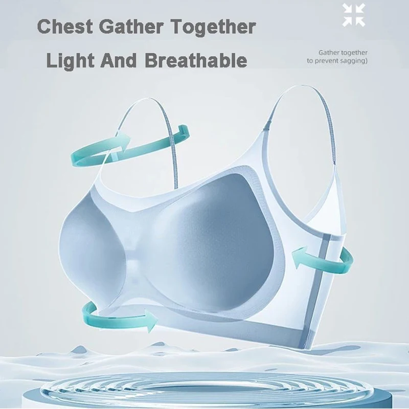 Reggiseno Ultra-Sottile Traspirante in Seta Ghiaccio, Bustier da Donna, Intimo Senza Cuciture, Top Halter con Schiena Scoperta, Reggiseno Avvolgente per Seno Piccolo