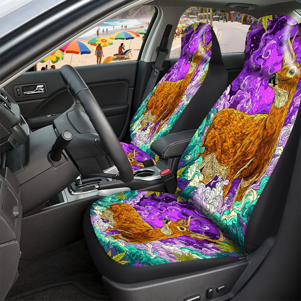2-5 Seat Set Car Seat Covers, Premium Deer Cloud Pattern, Breathable Polyester Material, Universal Fit For Truck SUV Off-Road Ca