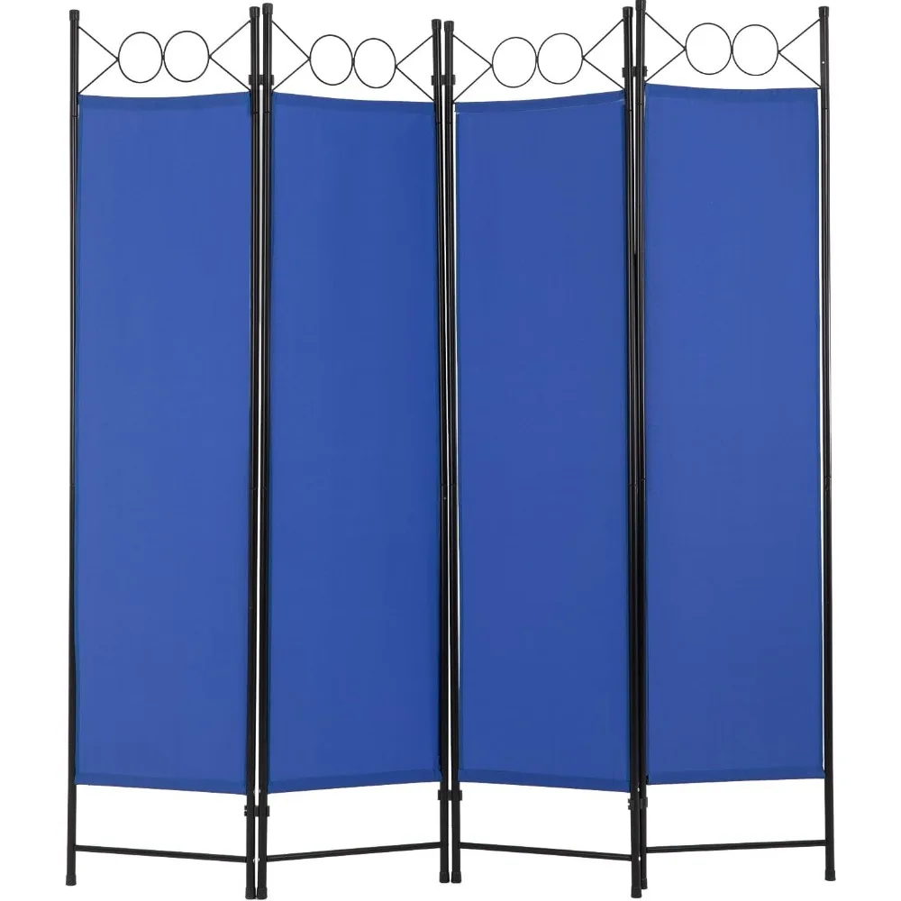 4 Panel Room Divider 6FT Steel Frame Screen Folding Privacy Divider Freestanding Partition for Home Office Bedroom