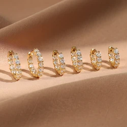Yupsk 6pcs Shiny Zircon Ear Rings White Gold Color Huggie Cartilage Piercing Ear Cuff Tiny Earring for Women Men Jewelry Gift