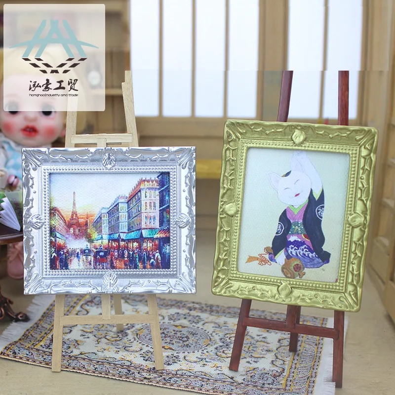 1:12 ドールハウスアクセサリー DIY ミニチュアモデルフィギュアクリエイティブ写真小道具シミュレーション大型壁掛け油絵