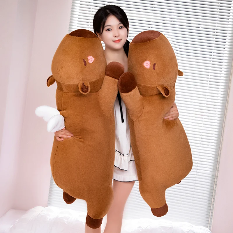 

Cute Kawaii 60-100cm Angel Wings Capybara Doll Plush Toys Room Ornament Lying Pillow Toy Birthday Christmas Gift