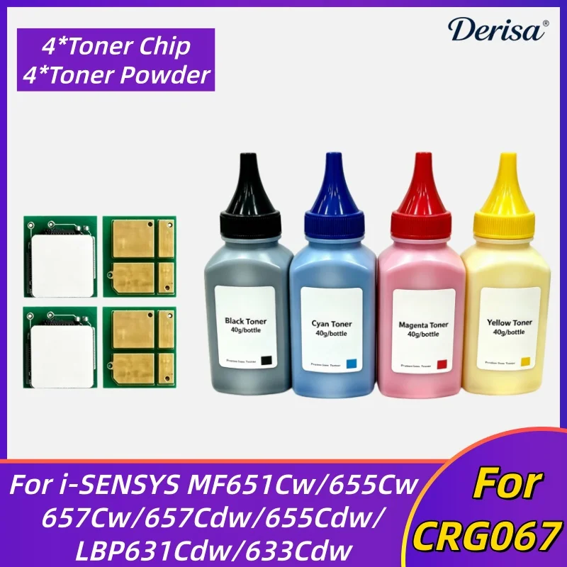 CRG-067 CRG067 Toner+Chip Cartridge Refill Toner Powder for Canon MF654Cdw MF656Cdw MF651Cw MF655 MF657Cdw LBP631 LBP633 Prin
