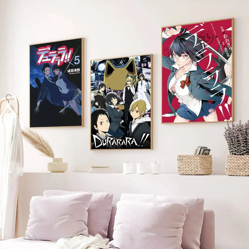 Anime D-durarara 3way Stand-off  Poster Self-adhesive Art Waterproof Paper Sticker Coffee House Bar Room Wall Decor