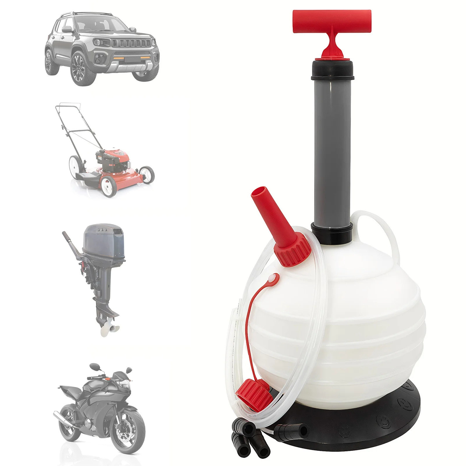 

6 Litre Engine Oil Extractor Pump with Base & Hoses Manual Oil Suction Pump for Automotive and Marine Boat