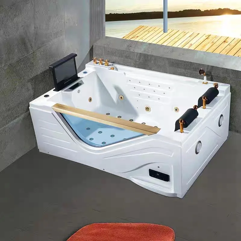 Hotel Bathroom Luxury 2 Person Whirlpool Acrylic Massage Bathtub Bath Freestanding Hydromassage With Automatic