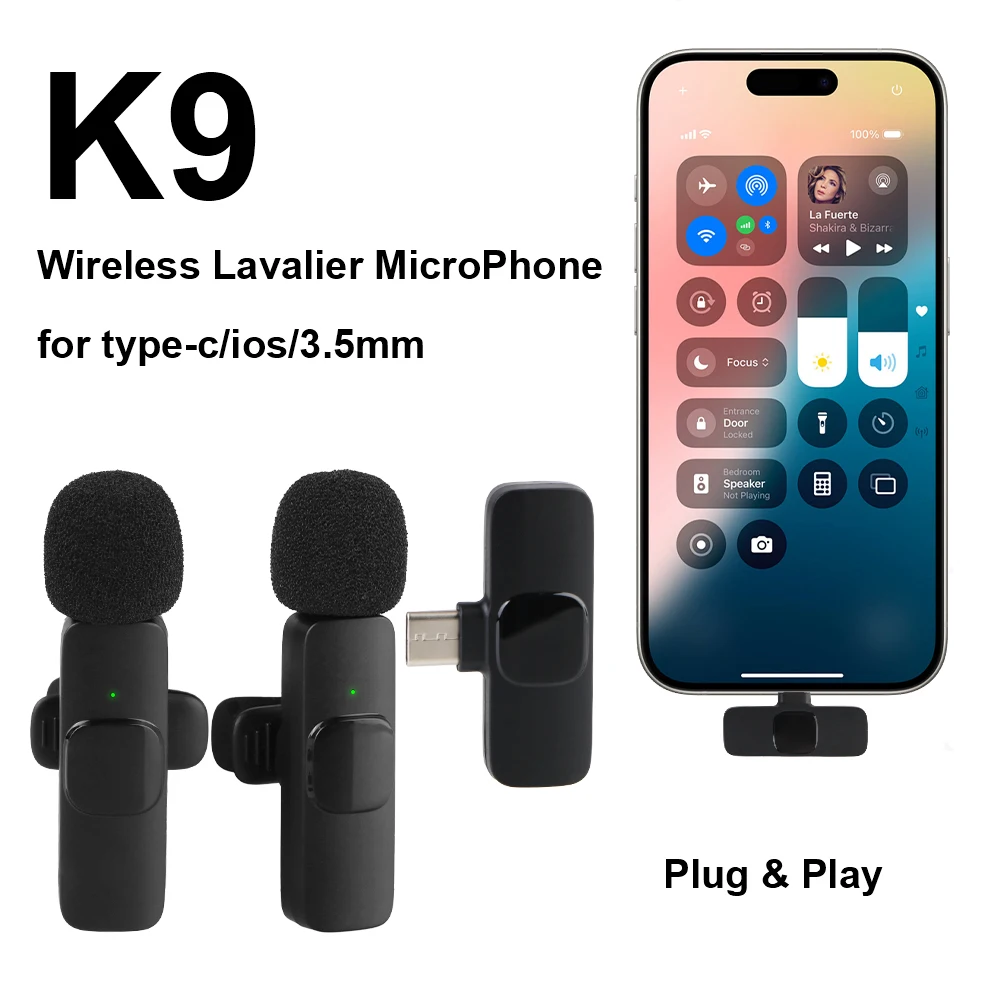 ​K9 For iPhone Android Cell Phone Lapel Lavalier MicroPhone Live Show Broadcast Micro Kit Wireless Microphone Mini Bluetooth Mic