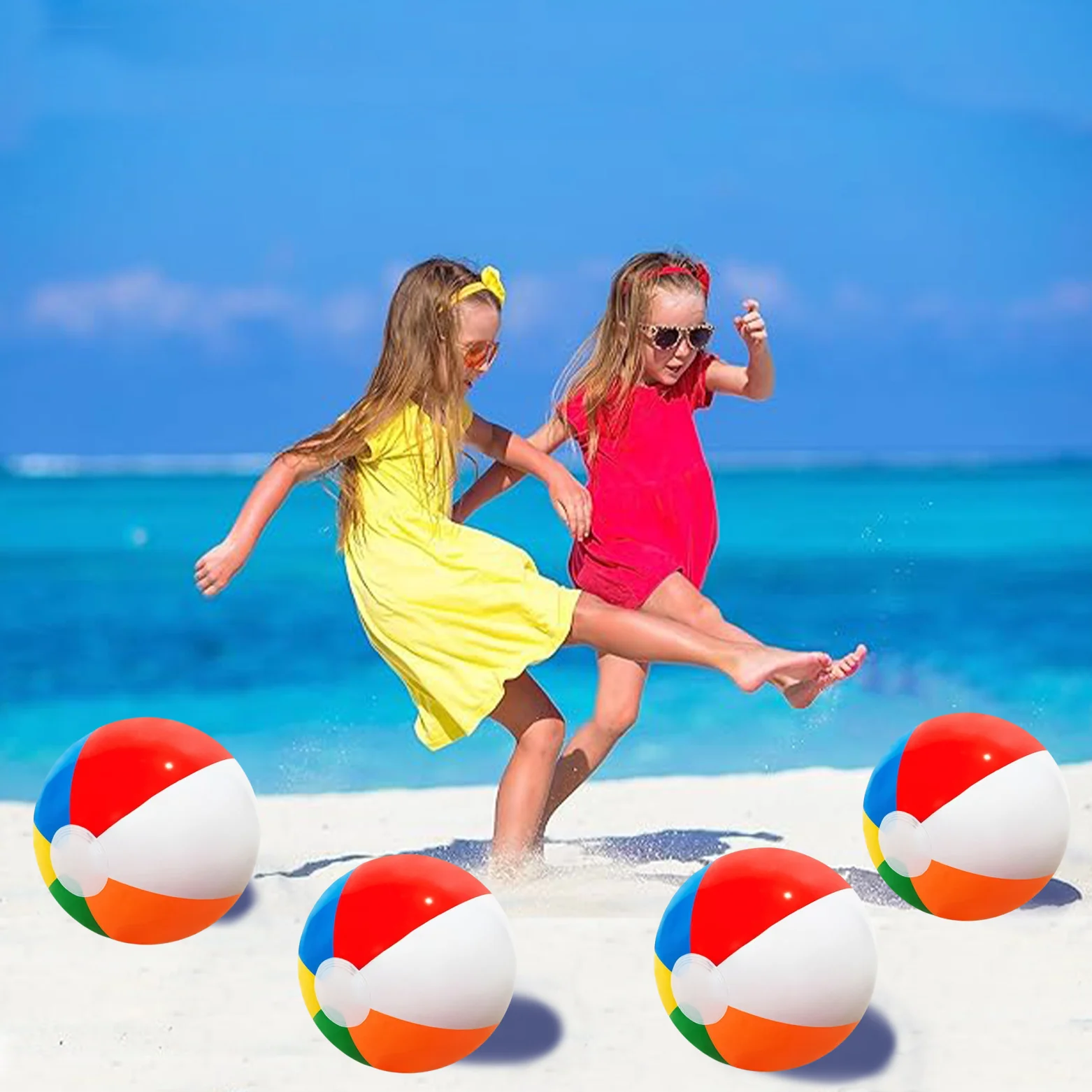 5 szt. Nadmuchiwane piłki plażowe, kolorowe balony, zabawki do pływania na basenie, gry wodne, piłki do sportów plażowych, zabawki do kąpieli pod prysznicem dla dzieci