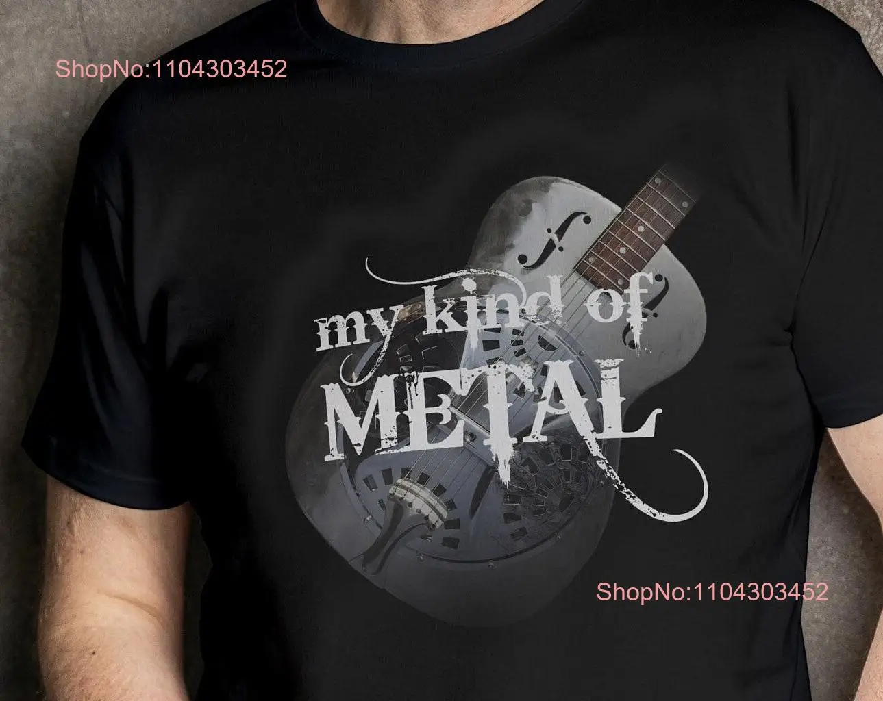 My Kind of METAL Recycled Organic Bella Canvas 3001 T Shirt with Dobro all guitar 3 colors solid black heather textures