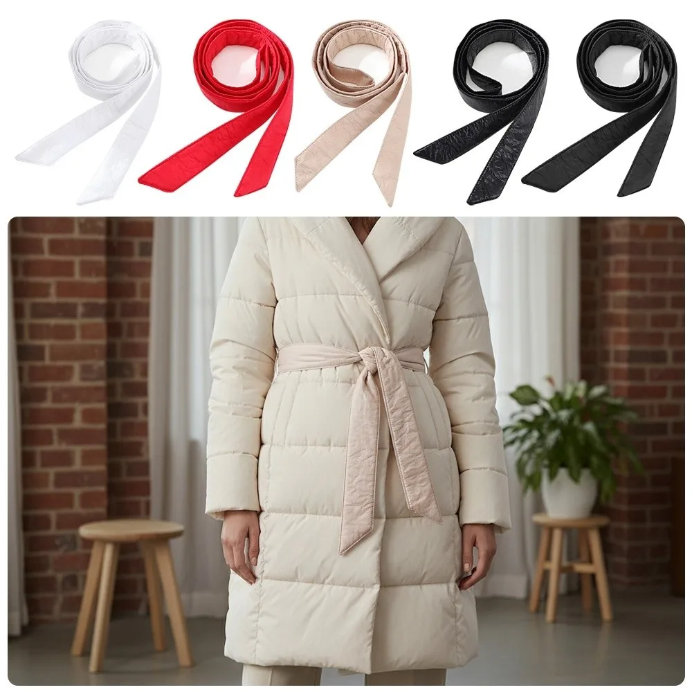 Casual Versatile Overcoat Waist Belt 180cm Length Solid Color Coat Belt Replacement No Buckle 4cm Width Down Coat Belt for Women