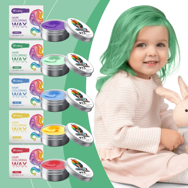 

Kids Temporary Hair Color Wax - Gentle Formula, Easy Wash Out, Safe Styling & Coloring For Children, Non-Damaging Hair Wax