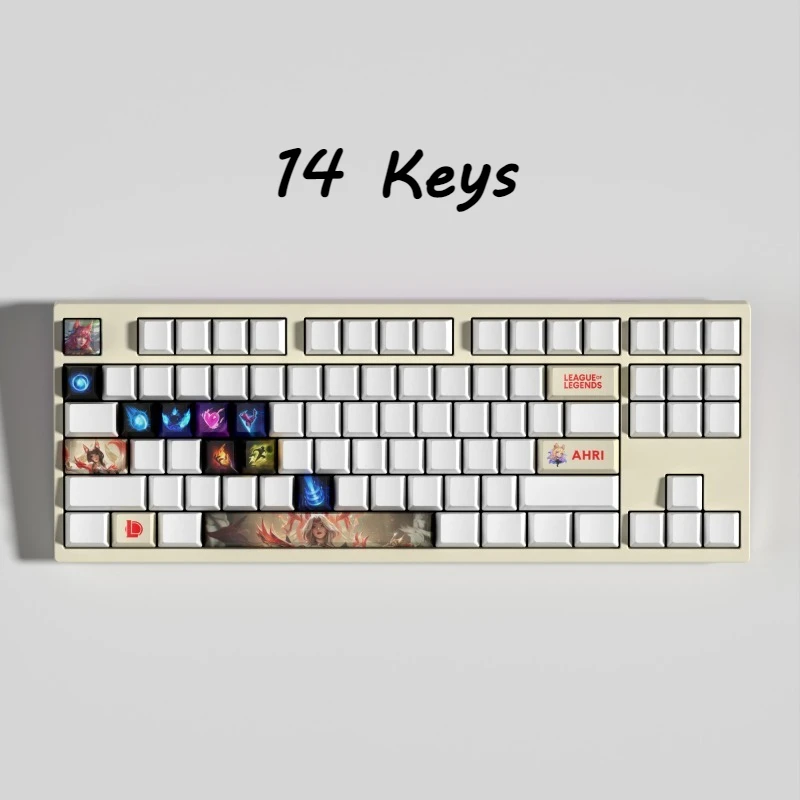 

Cartoon Anime Keycaps for Mechanical Keyboards Ahri Theme Game Merchandise Game Keybard Accessories Compatible with 61/68/75/84