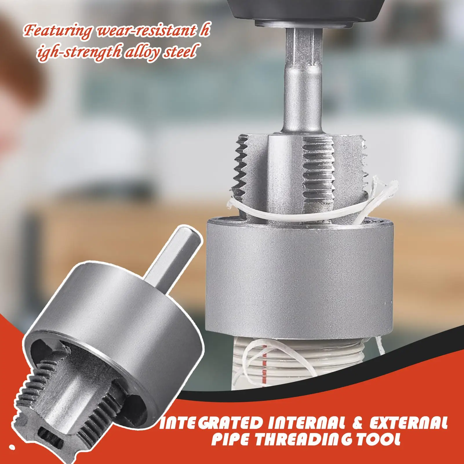 Utensile per filettatura tubi in PVC Utensile per tagliare filettatura tubi Taglierina esterna interna integrata resistente all'usura per uso elettrico professionale