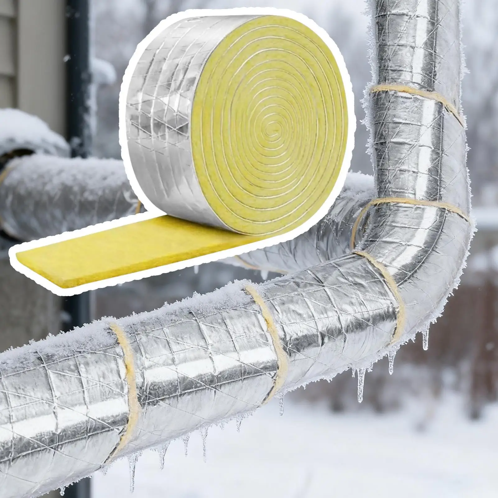 

Anti-freezing Pipe Insulation Wrap Fireproof Self Adhesive Glass Wool Roll Felt Strip For Air Industrial Piping Hot Water