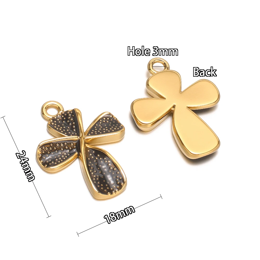 5 Stück Edelstahl Transparente Emaille Kreuz-Punkt-Anhänger für Halsketten-Zubehör DIY Schmuck Ohrringe Bastelzubehör – Detail 3