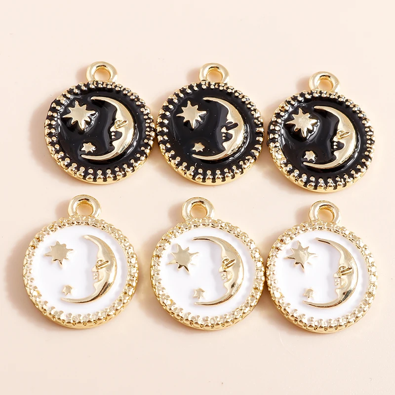 8 Stück zweifarbige Emaille-Sonnen-Mond-Charms für baumelnde Ohrringe, Armbänder, Halsketten, Schmuckherstellung, Zubehör, handgefertigter DIY-Schmuck – Detail 5