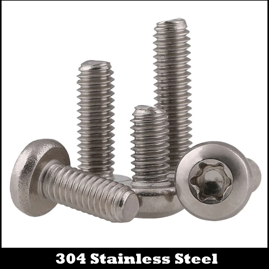 M2*4 M2x4 M2*5 M2x5 M2*6 M2x6 M2*8 M2x8 304 Stainless Steel ss DIN7985TX Torx Six Lobe Round Pan Head Machine Security Screw