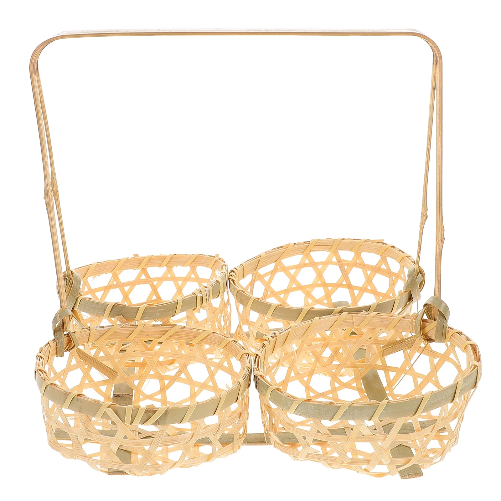 

Bamboo Basket Wicker Picnic Baskets Bread Serving Storage Container Egg Gathering Fruit Tray