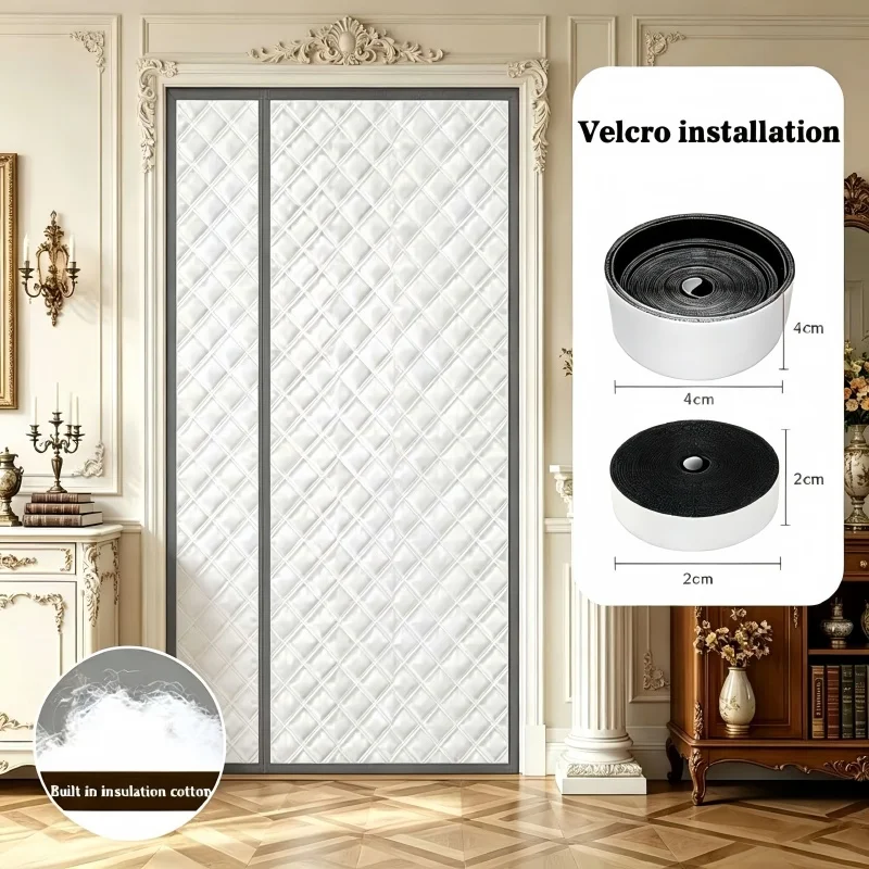 Gray left opening magnetic winter thick door curtain, warm, sunshade, windproof, partition curtain, no drilling installation