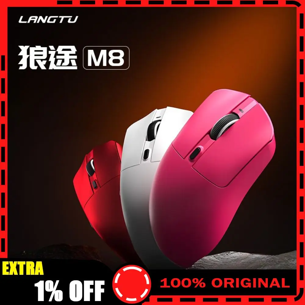 

Langtu M8 Thri-Mode Wireless Mouse Lightweight Paw3311 1000mah Computer Notebook Game E-Sports Office Big Hand Omnipotent Mouse