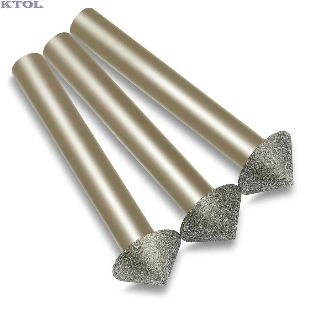 90 ángulo 10mm galvanoplastia diamante cónico cabezal de varilla de molienda 3 uds fresa de extremo CNC broca enrutadora juego de herramientas de biselado de Metal