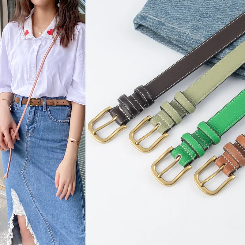 

2024 New Women Belt Fashion Genuine Leather Ladies Belts Jeans Dress Waist Strap Pin Buckle Belt High Quality Waistband