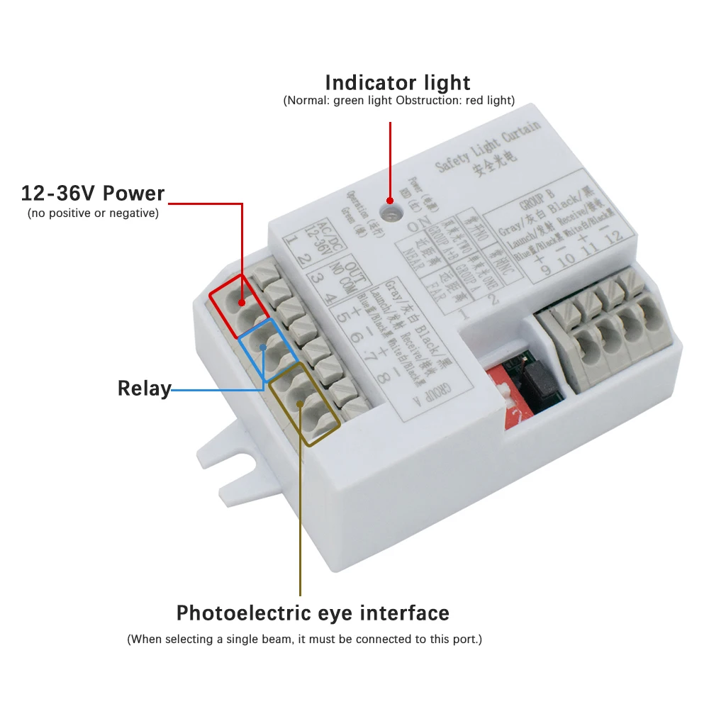 

10m Infrared Safety Beam Sensor​ 12V 24V Automatic Gate Photocell Use With Gate Motor / Garage Door Operato