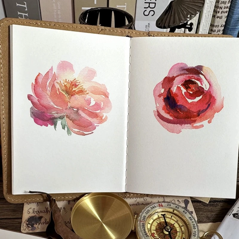 POTENTATE100% Cotton Pulp Watercolor Paper 200g Retro Travel Sketchbook Replaceable Core Portable Painting Book Art Supplies