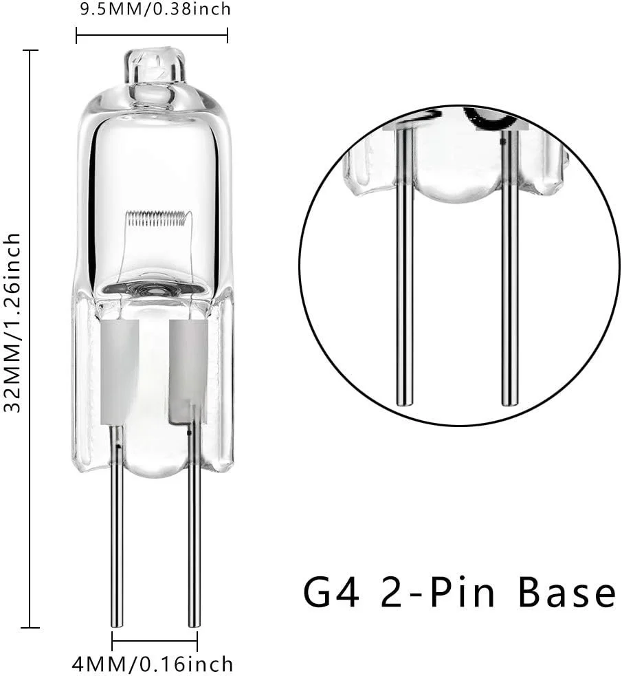 5-Piece 10W 20W 35W Halogen Bulbs T3 G4 Base 24 Volt Halogen Light Bulb 20W 24V T3 JC Lamp Halogen Light Bulb,24V,Clear Lense