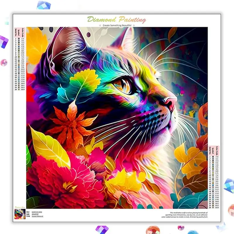 

GATYZTORY DIY Diamond Painting Cat Animal Full Square Round Diamond Embroidery Cross Stitch Rhinestones Pictures Needlework